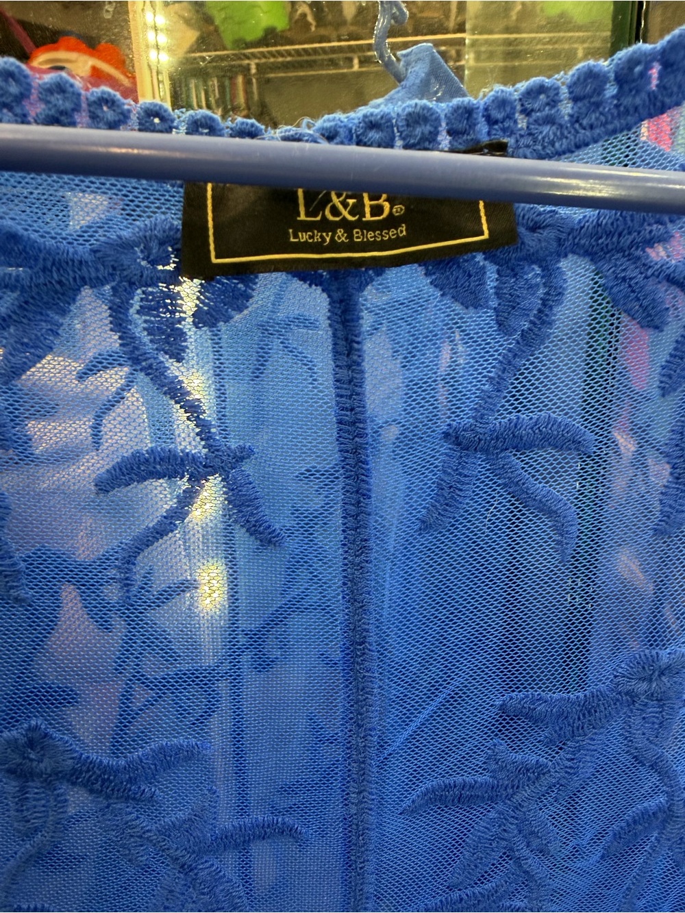 Blue Sheer Floral Embroidered Duster Kimono - Picture 3 of 4